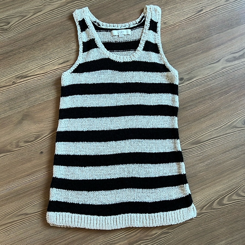 Loft Knit Tank Top Black & White Striped Size Small